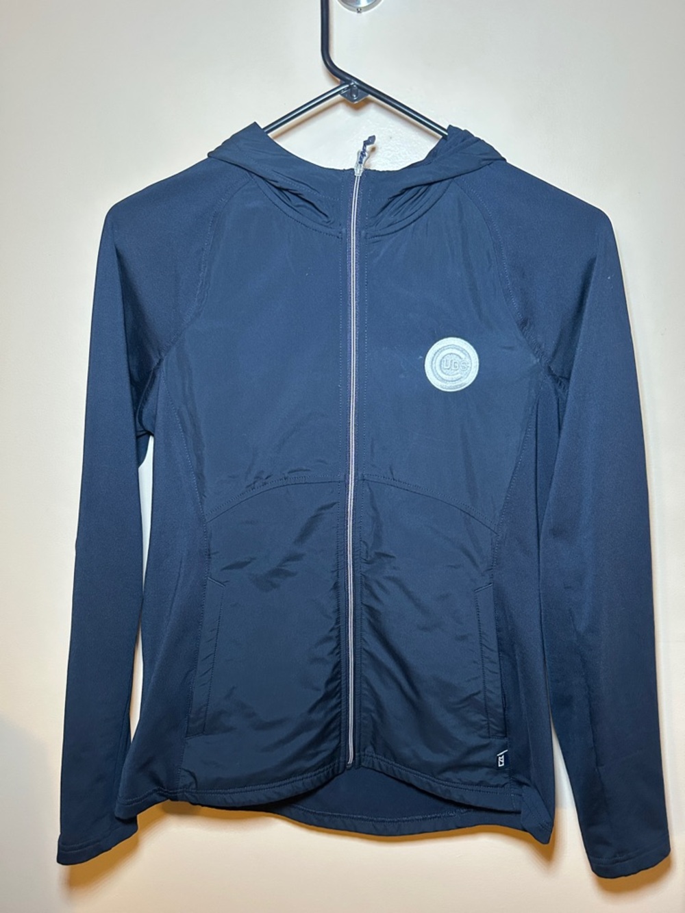 Chicago Cubs Cutter & Buck navy Eco Knit Hybrid Recycled Full-Zip Hoodie small